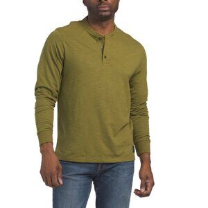 SCOTCH & SODA Olive/Khaki Long Sleeve Slub Knit Henley Top